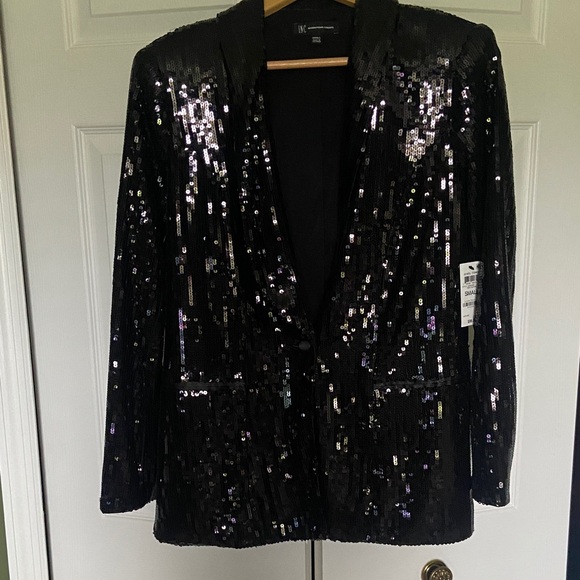 INC International Concepts Black Sequin Blazer - Picture 1 of 7